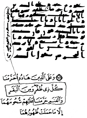 Samarqand Sura 6 verse 146 interpolation